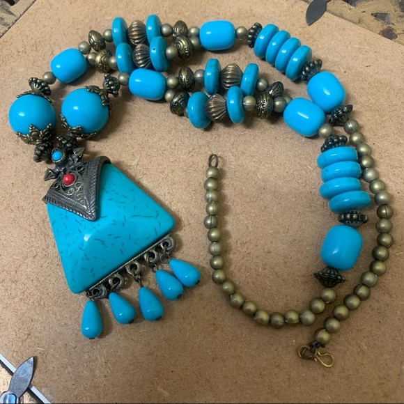 💙 Beautiful Turquoise Antique Finish Necklace - Picture 7 of 9